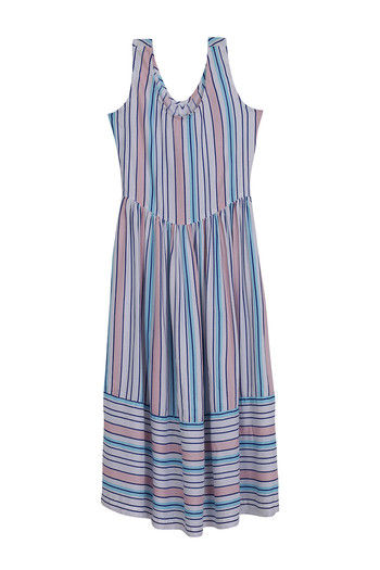 Buy Zephyr Printed Stripe Dress- Pink Blue N White at Rs.1749